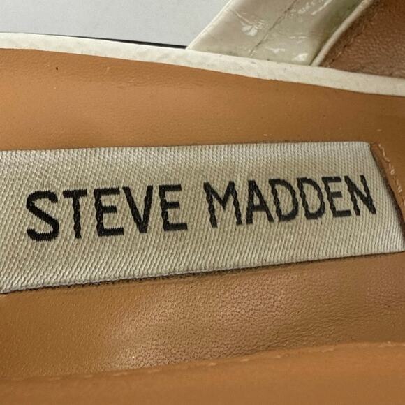 Steve Madden Graya White Patent Leather Studded Pointed Toe Slingback Flats 8 - Picture 6 of 7